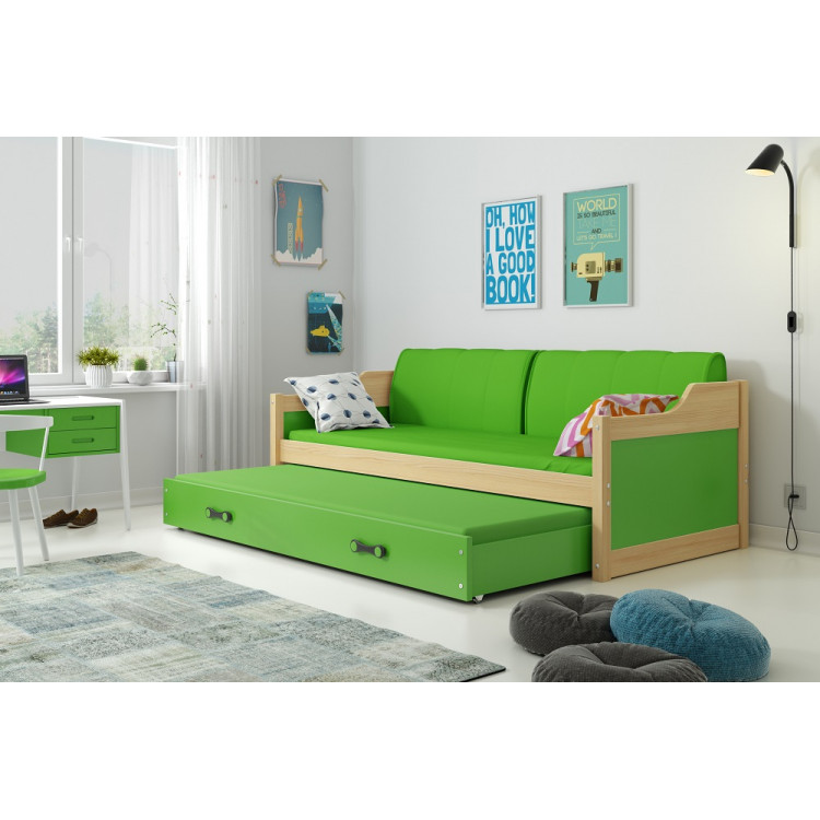 Detská posteľ s prístelkou DÁVID 190 x 80 cm borovica zelená